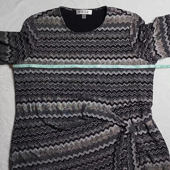 NWT Women's Metallic Side-Tie 3/4-Sleeve Top - Black Multi Size 2X - Picture 6 of 8